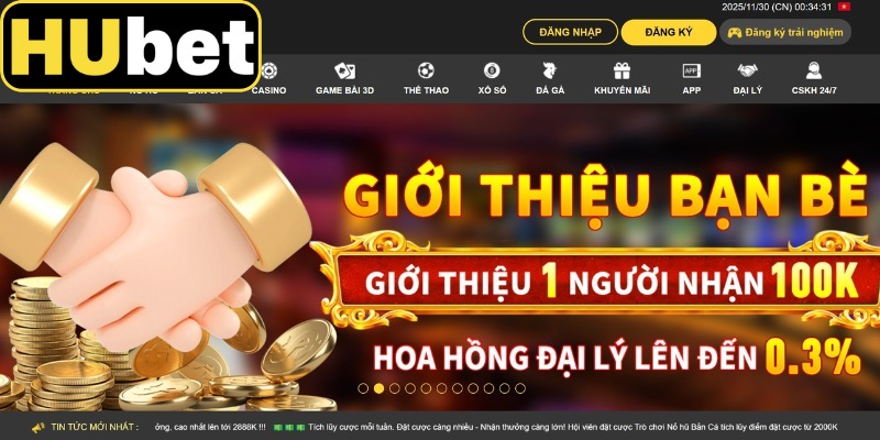 Giao diện đăng ký Hubet được thiết kế đơn giản, dễ nhìn
